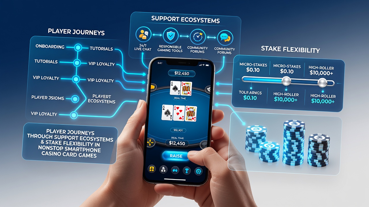 Darstellung von Stake-Anpassungen und Support-Kanälen in Smartphone-Baccarat-Apps